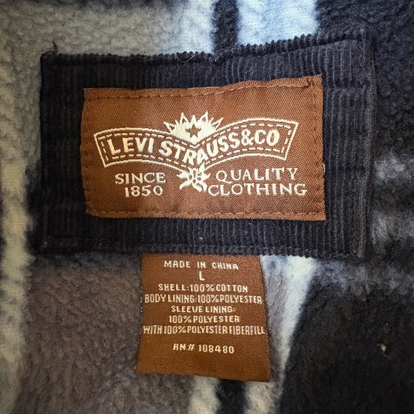 Levi's Men's Navy Corduroy Shirt Jacket Fleece Lined Shacket Size Large - Picture 2 of 4